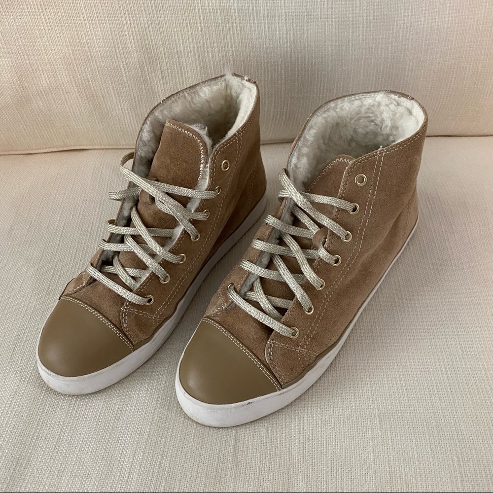 Kate Spade Lendal Camel Fur Suede High Top Sneaker 8